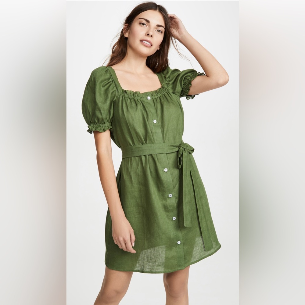 Sleeper Brigitte Linen Mini Dress, size XS